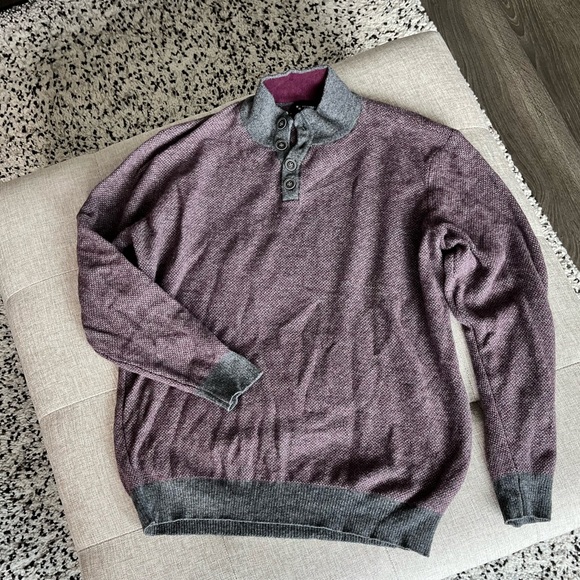 Men’s Burgundy and Gray Crewneck Sweater - Picture 3 of 5